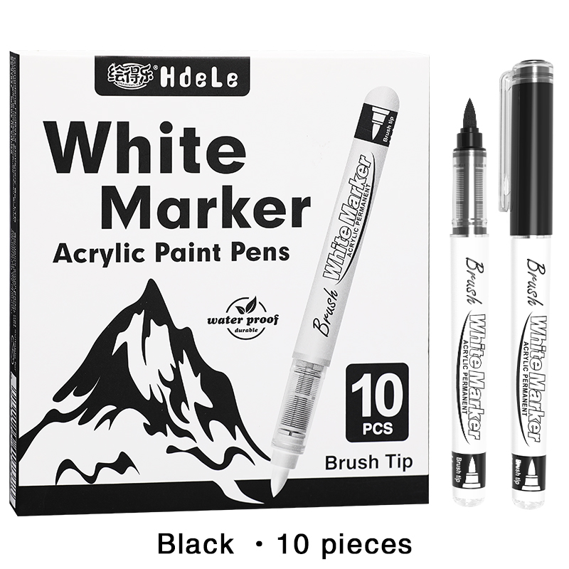 Rotuladores de pintura blancos líquidos rectos, pincel acrílico, marcador permanente blanco para dibujar pintura en roca, piedra y cerámica, 3/6/10 Uds.: Color chocolate