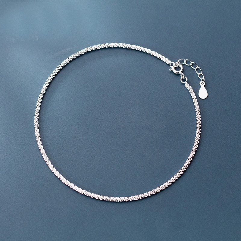 Pulsera tobillera Plata de Ley 925 auténtica para mujer, tobillera sencilla de 2mm, joyería para pies