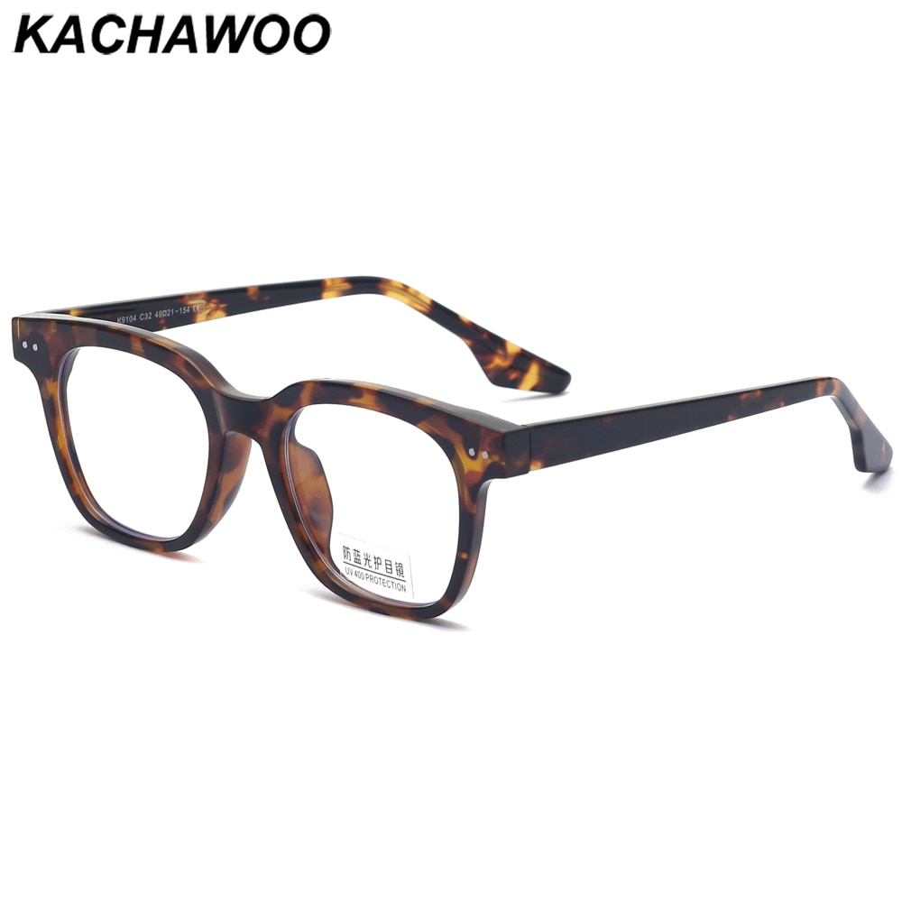 Kachawoo eyeglasses men clear lens tr90 acetate optical glasses frame for women black leopard square eyewear frame