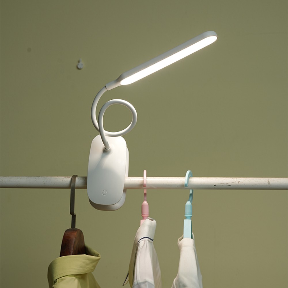 1 pcled clip-on bureaulamp, drie kleurtemperaturen, instelbare helderheid, geschikt voor studentenkamers, kantoren en nachtkastjes.