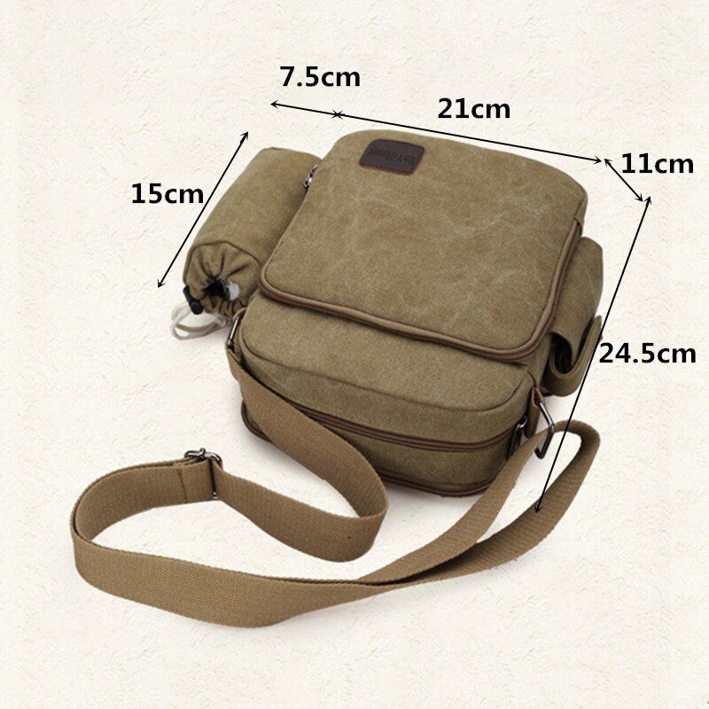 Canvas Male Solid Casual Shoulder Messenger bag Box Type Cross-body Bag