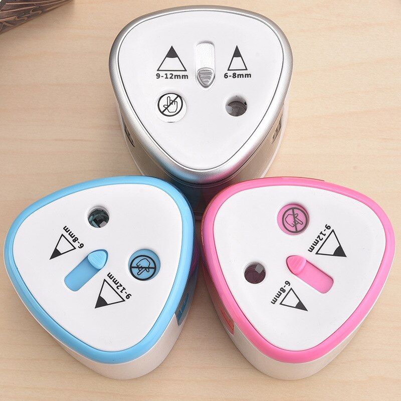 Electric Two Holes Pencil Sharpener Desktop Student Automatic Pencil Sharpeners for Art Painting Stationery Supplies