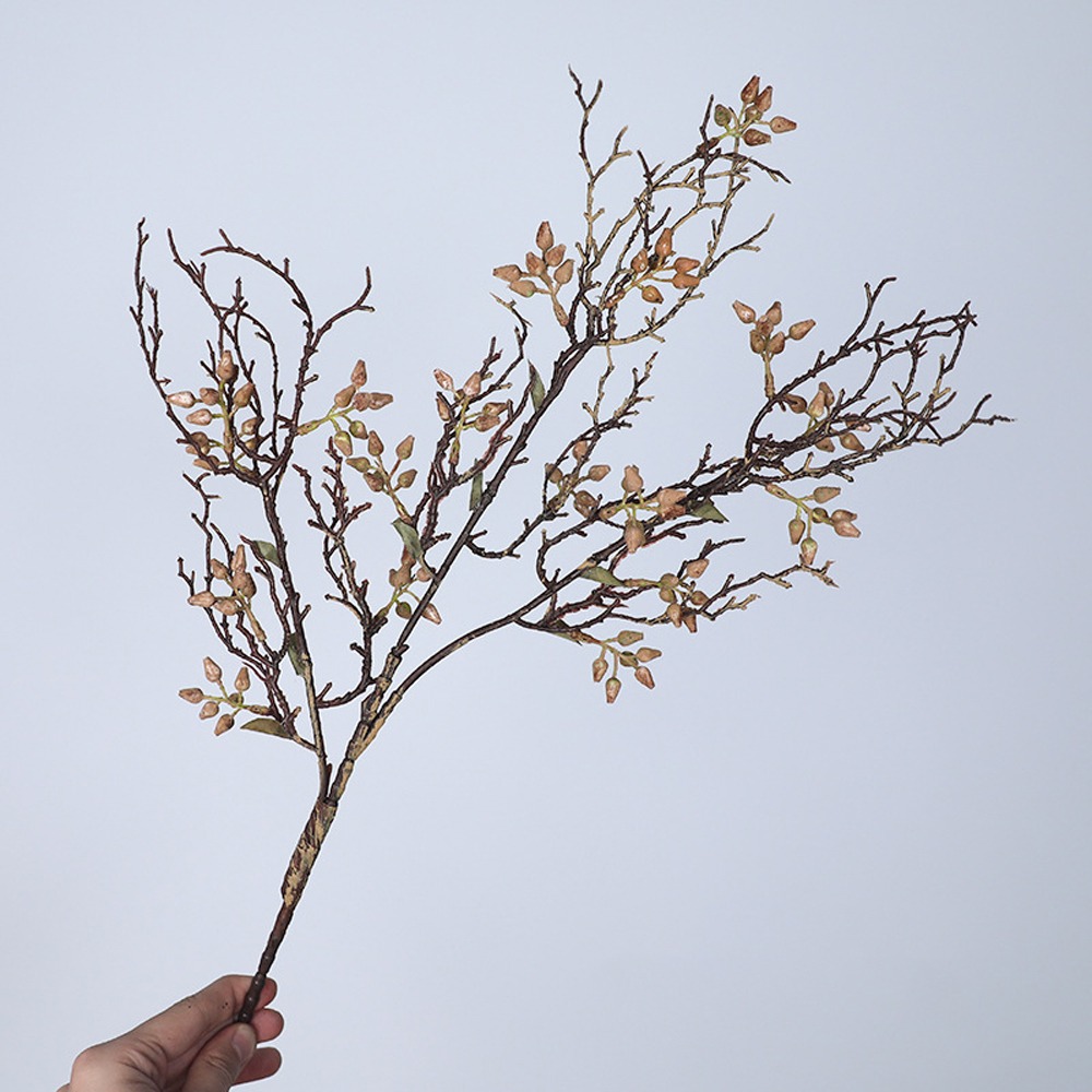 Plastic Artificial Plant Dead Branch Real Touch Handmade Eucalyptus Fruit Branch DIY Lifelike Artificial Greenery: Deep Sapphire