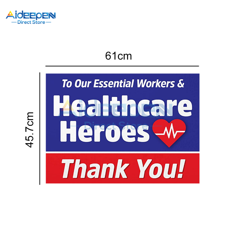 1Pcs To Our Essential Works & Healthcare Heroes Decorative Sign Post PVC Sticker Decals Display Solidarity and Love