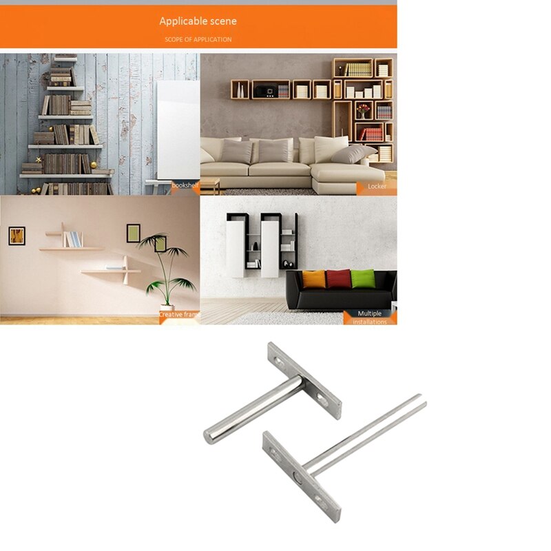 10Pcs Floating Brackets Concealed Mount Invisible Blind Shelf Supports Brackets for Home Wall DIY Wood Shelves: 5 inch
