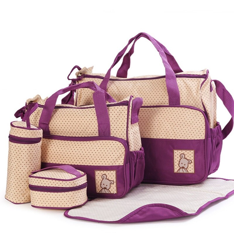 5 unids/set bolsa para pañales de cochecito mami bolsa de gran capacidad bolso de pañales cambiando Pad para el cuidado del bebé con 8 colores