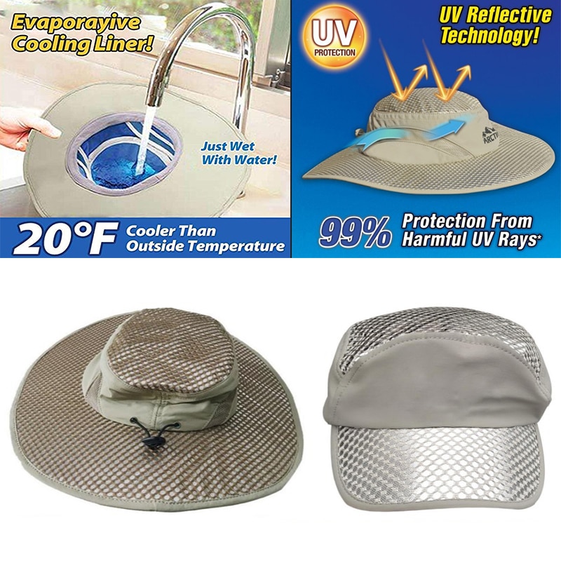 Słońce kapelusz UV gorące lato krem robić opalania hydro chłodzenie kapelusz typu wiaderko dla obu płci chłodzenie czapka z lodem gorące lato anty-uv szerokie rondo kapelusz słońce