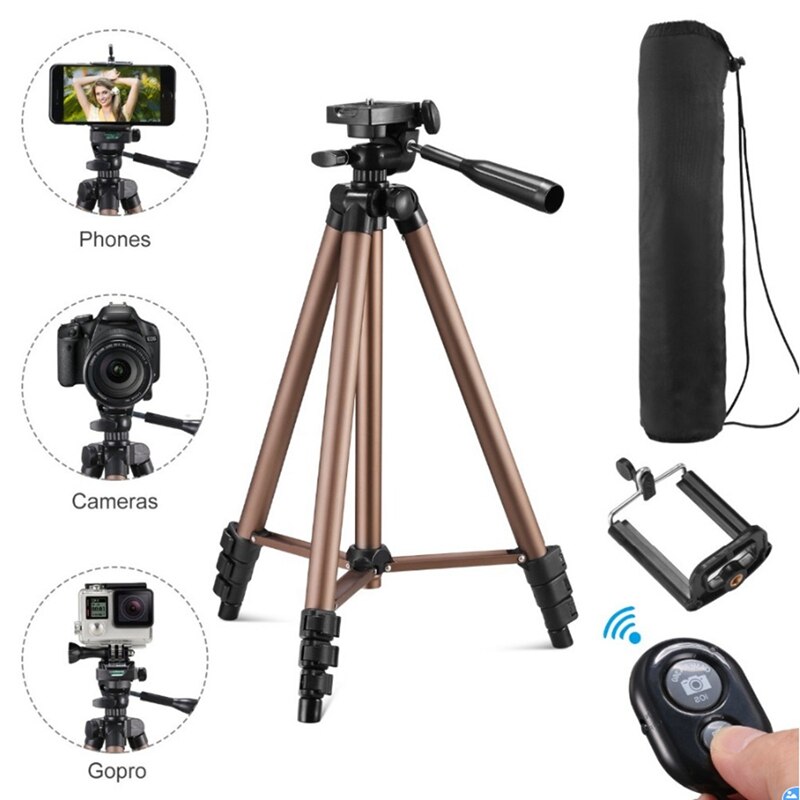 for Mobile Phone DSLR Sports Camera Live Bracket 360°Rotating Retractable and Heightening 1.3M Portable Tripod