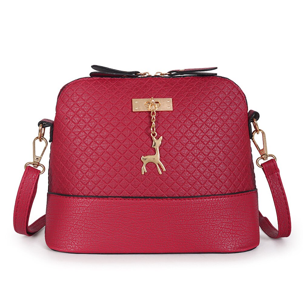 Pu Leer Vrouwen Schoudertassen Vrouwelijke Purse Herten Hanger Handtassen Meisje Mini Crossbody Tassen Vintage Kleine Mini Flap Bolsos: red wine