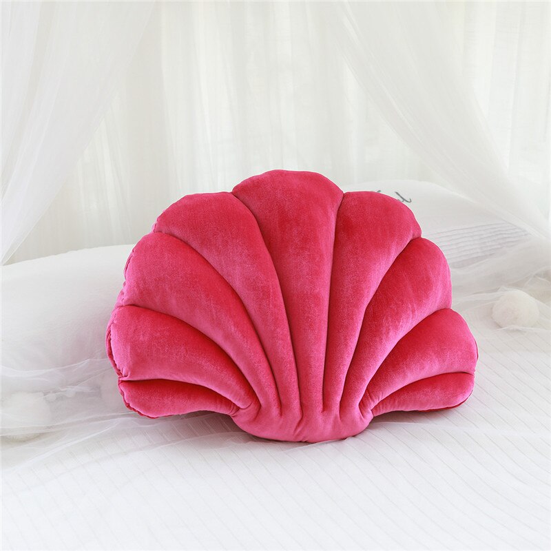 Schelp fluwelen rug schelp gevuld pluche kussen thuis thuis bed bank kussen decoratie pluchen speelgoed: Rozenrood