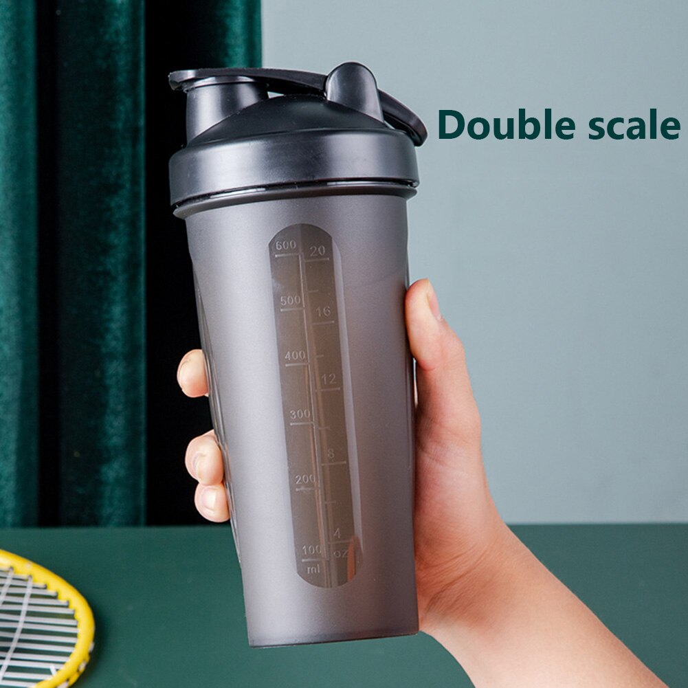 Botella agitadora de proteínas de 600ml, Herbalife, taza agitadora de proteína en polvo para gimnasio, agitador, taza Slushy con botella de agua portátil a escala: Black