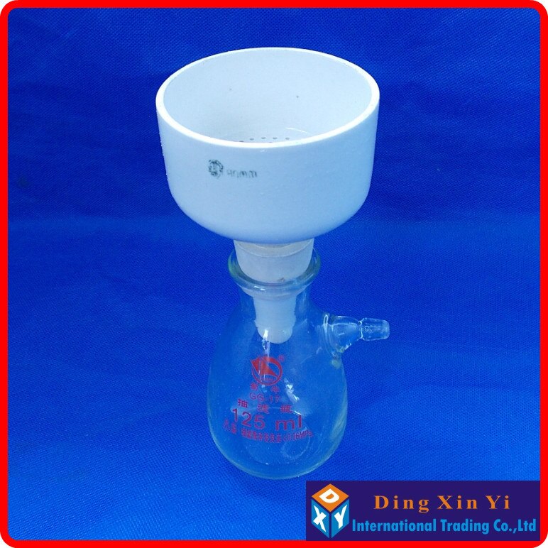 Matraz de succión de 125ml + embudo buchner de 80mm, Kit de filtración de embudo Buchner, con matraz de vidrio de pared pesada, laboratorio de química