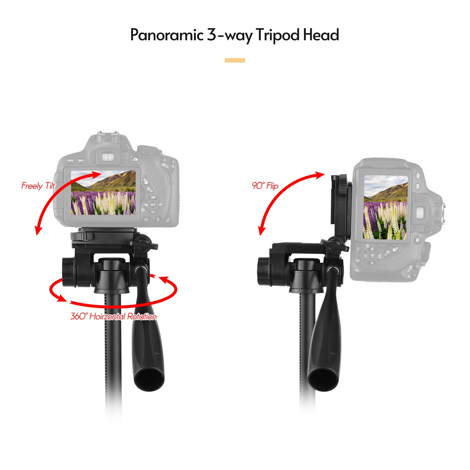 KINGJOY Height Adjustable Aluminum Tripod Stand 2~5KG Payload 5-section 168cm/66.14-inch with Universal 1/4 Interface