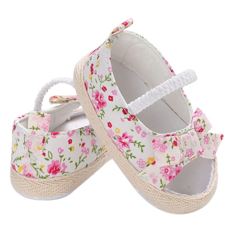 Sommer Baby Mädchen Sandalen Bogen Druck Baumwolle Komfort Weiche Turnschuhe Neugeborenen Sandalen