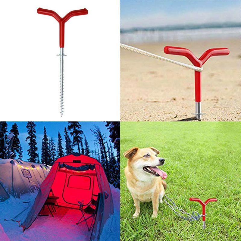 Outdoor Camping Tent Stakes Ijsvissen Schroef Staaf Stand Y Vorm Rack Pinnen