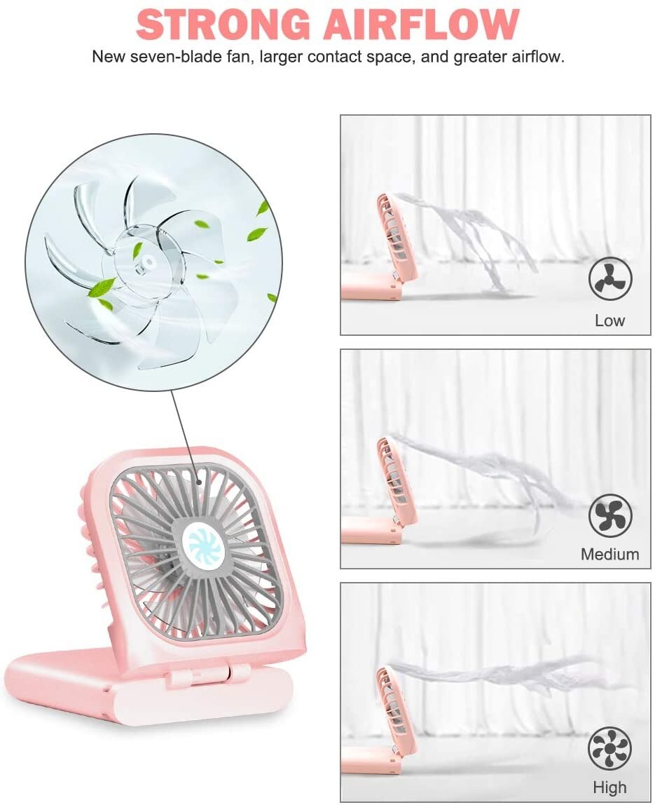 Ihoven Draagbare Mini Ventilator Usb Oplaadbare 3 Speed Verstelbare Hand Gratis Fan Luchtkoeler Cooling Conditioning Voor Thuis Outdoor