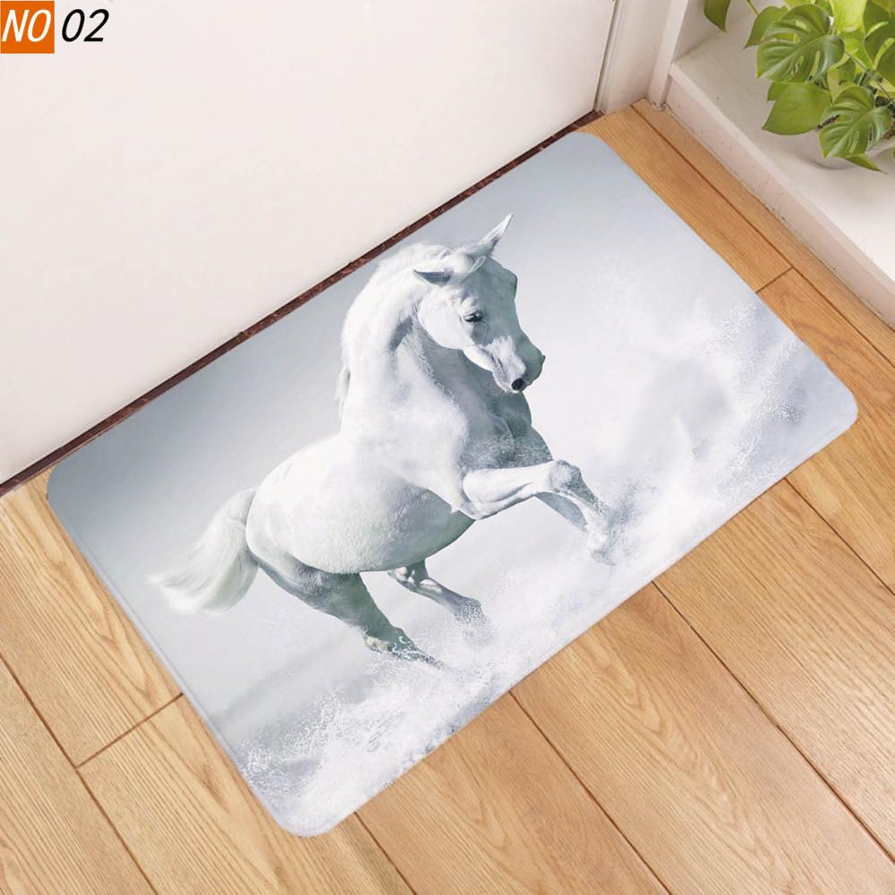 Sholisa anti-dérapant salle de bain tapis tapis sol tapis de bain 3D imprimé cheval Absorption d'eau salon toilette porte