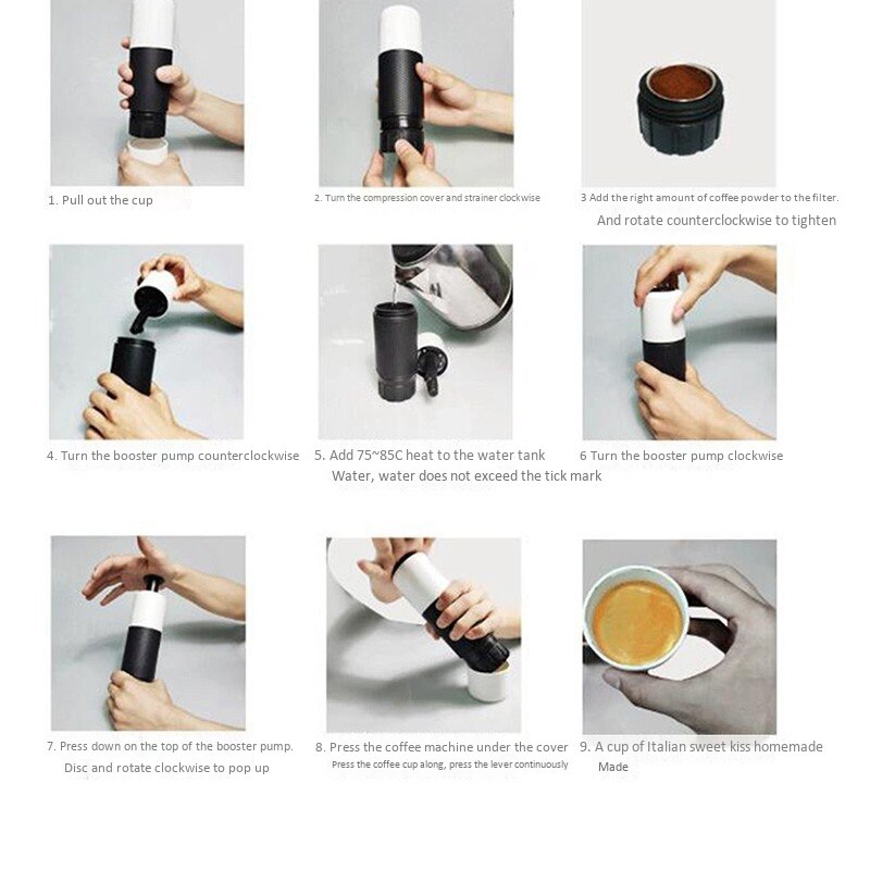 Mini håndtryk bærbare kapsler kaffemaskine madlavningskop manuel 21 bar italiensk espressomaskine ekstraktionskande