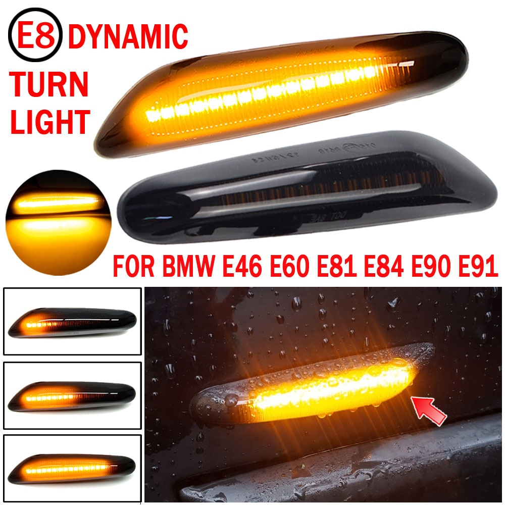 För bmw  e60 e90 e91 e81 e83 e88 e92 e82 e46 dynamisk repeater sidomarkör spegel indikator blinker flödande led blinkers