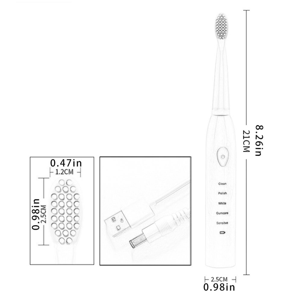 Powerful Sonic Ultrasonic Electric Toothbrush Usb Charging Rechargeable Toothbrush Washable Electronic Whitening Toothbrush 3C