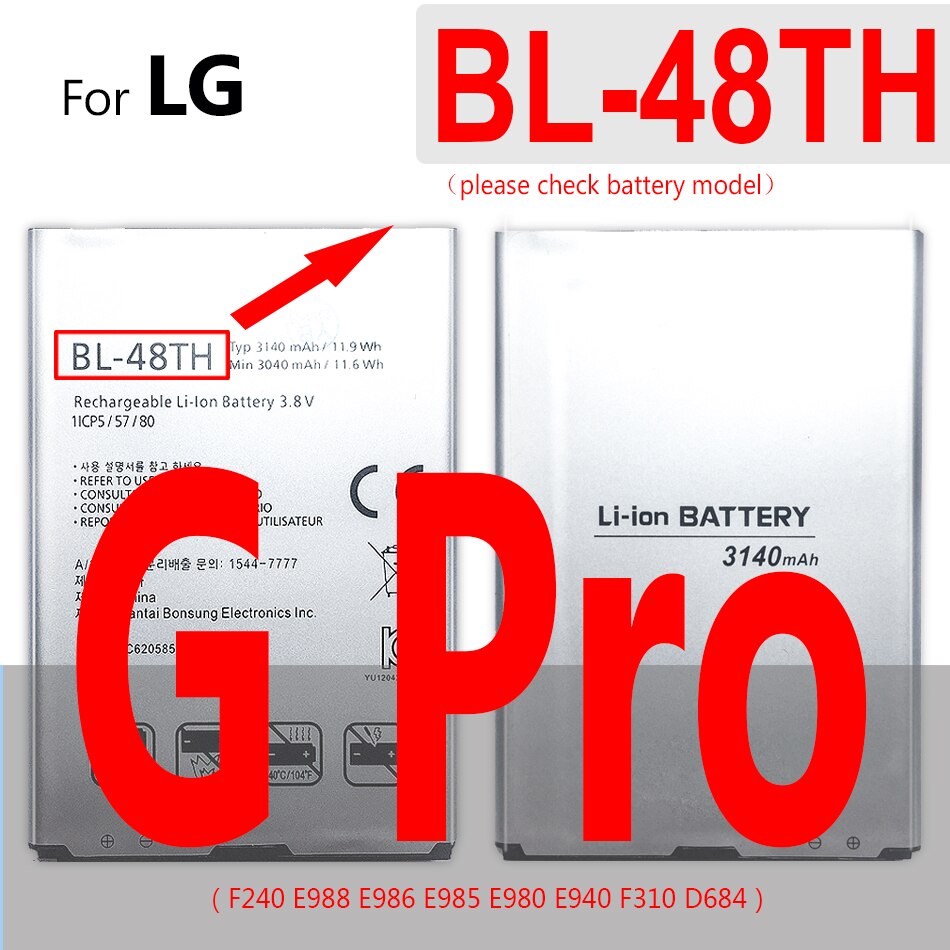 BL-47TH BL-48TH BL-53YH BL-54SG BL-54SH BL-59UH BL-T7 LGIP-400N Battery For LG Optimus G G2 G3 G3S G3C M/C/U/V/T/S/1 Pro 2 mini: BL-48TH