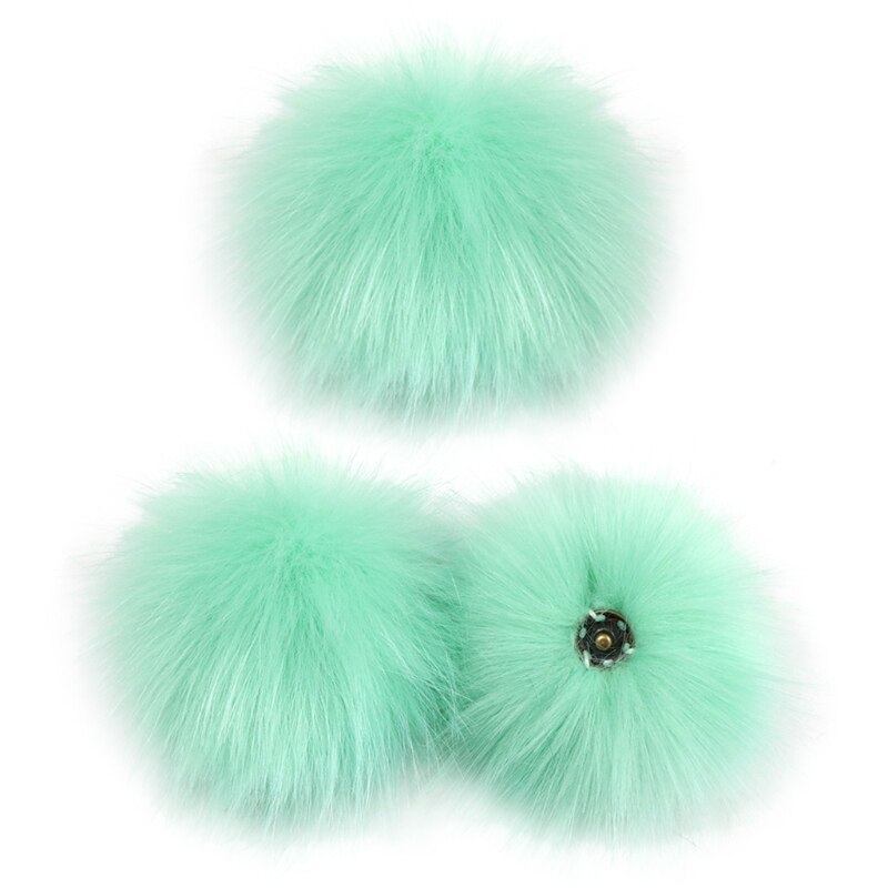 Bola de pompón con botón de presión, pompón de pelo colorido DIY de 10cm, pompón esponjoso extraíble para sombrero, zapatos, accesorio para bufandas, 3 unidades: L