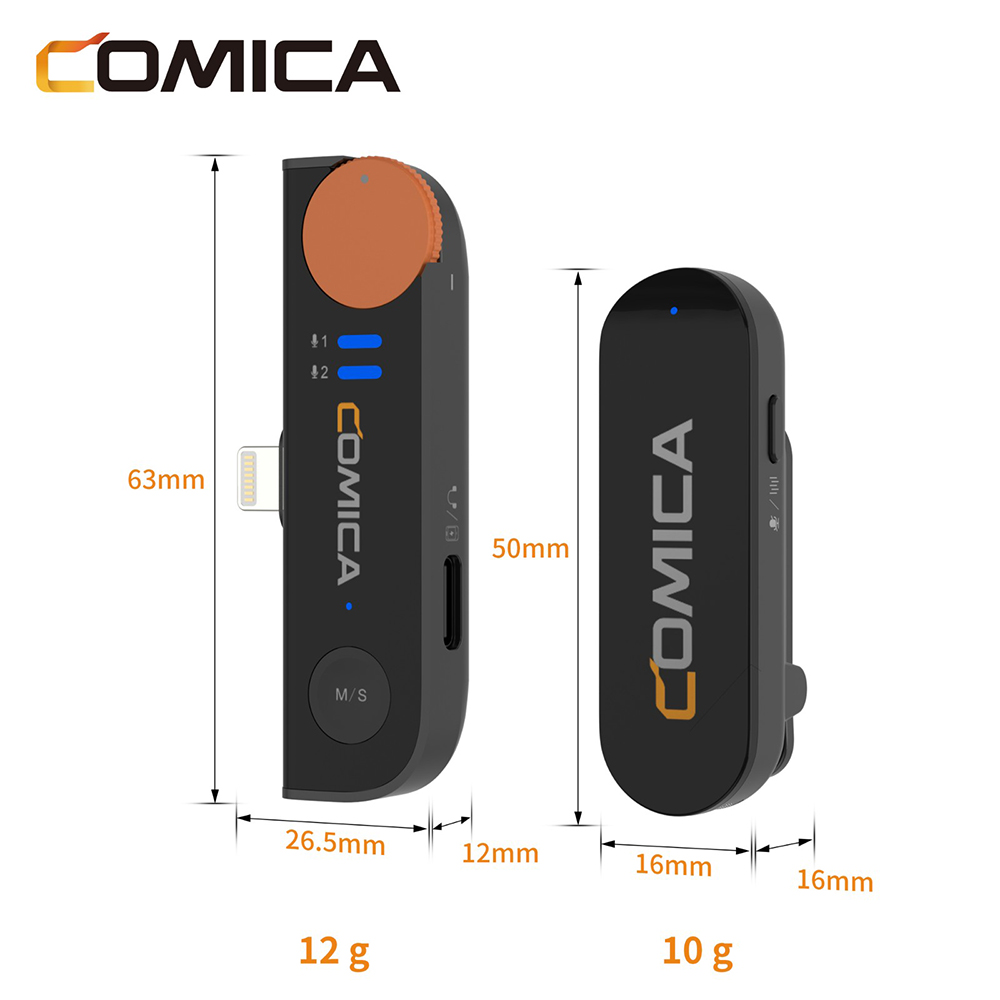 Comica Vimo S 2.4G Wireless Lavalier Microphone Compact Lapel Microphone With Charging Case for iPhone Android phone