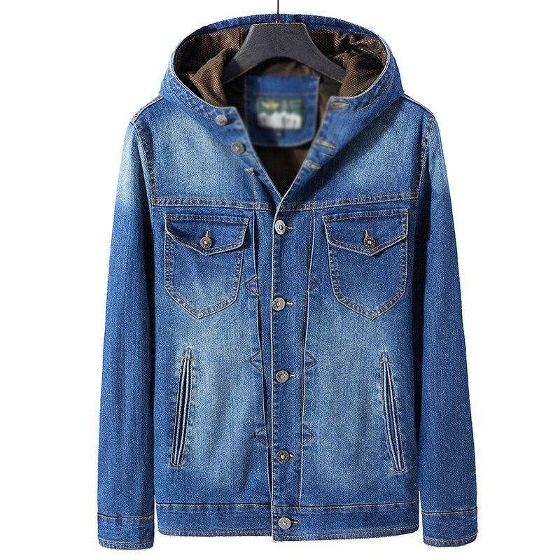 Winter Men's Hooded Denim Jacket coat Outdoor Casual Loose fit outfit comfortable men's clothing plus size M-4XL blouse