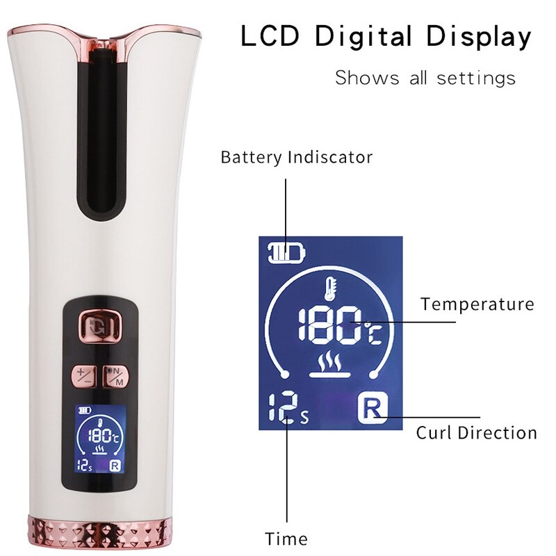 AD-USB Cordless Automatic Hair Curler Ceramic Curling Iron Hair Waver Tongs Beach Waves Iron Curling Wand Air Curler