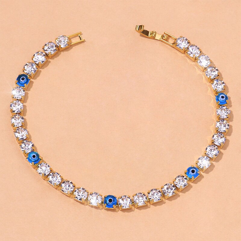 Evil Eye Rhinestone Stonefans Hip Hop Rhinestone Evil Eye Enkelbandje ... – Vicedeal