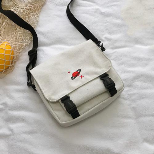 Womens Bags Handbags Solid Color Multi t Planet Embroidery Canvas Shoulder Bag Messenger Pouch bags for women: White