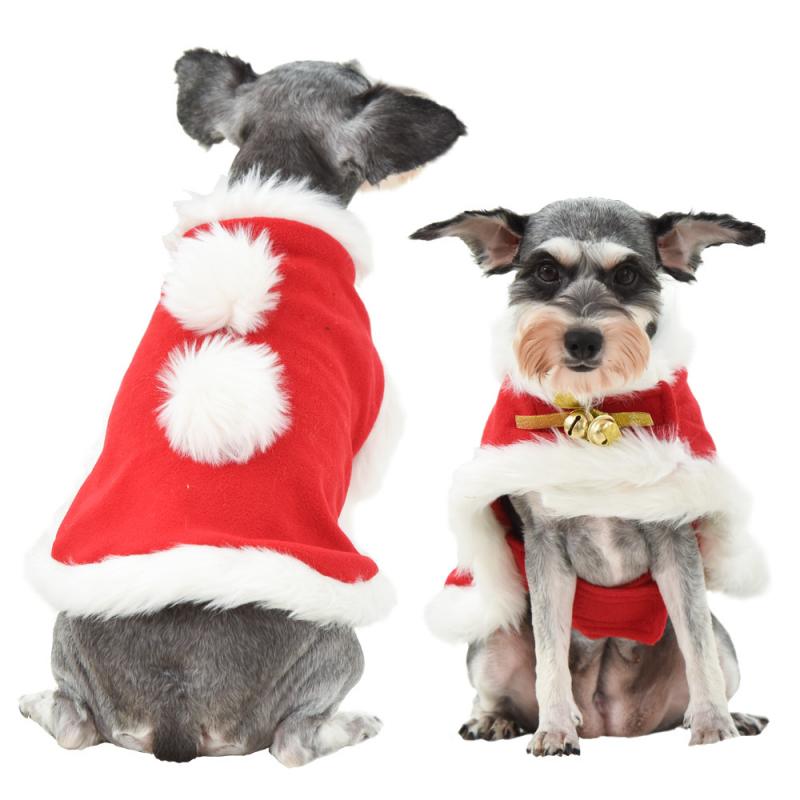 1PC déguisement de noël pour chien manteaux Poncho Cape avec chapeau hiver père noël Cape pour chats chien casquettes chien fournitures