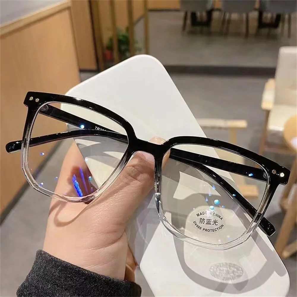 Montura de gafas de ordenador transparente, gafas cuadradas Anti luz azul, gafas opacas, lentes ópticas, hombres y mujeres: Caqui