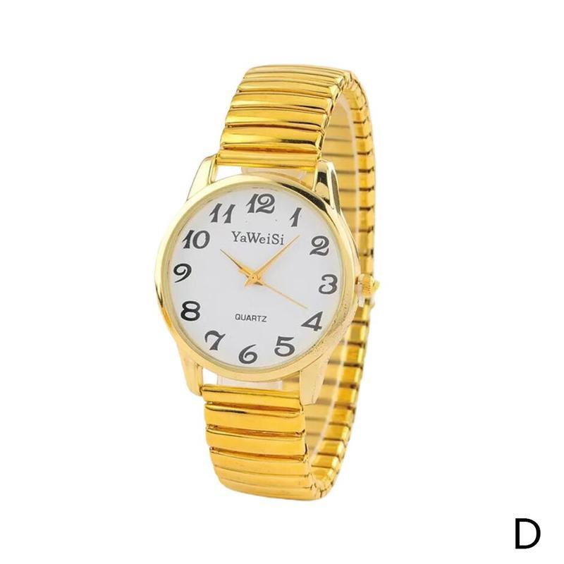 Luksus guld sølv elastisk rem kvarts ure til kvinder mænd afslappet enkle par armbåndsure ur: Kvinder 2