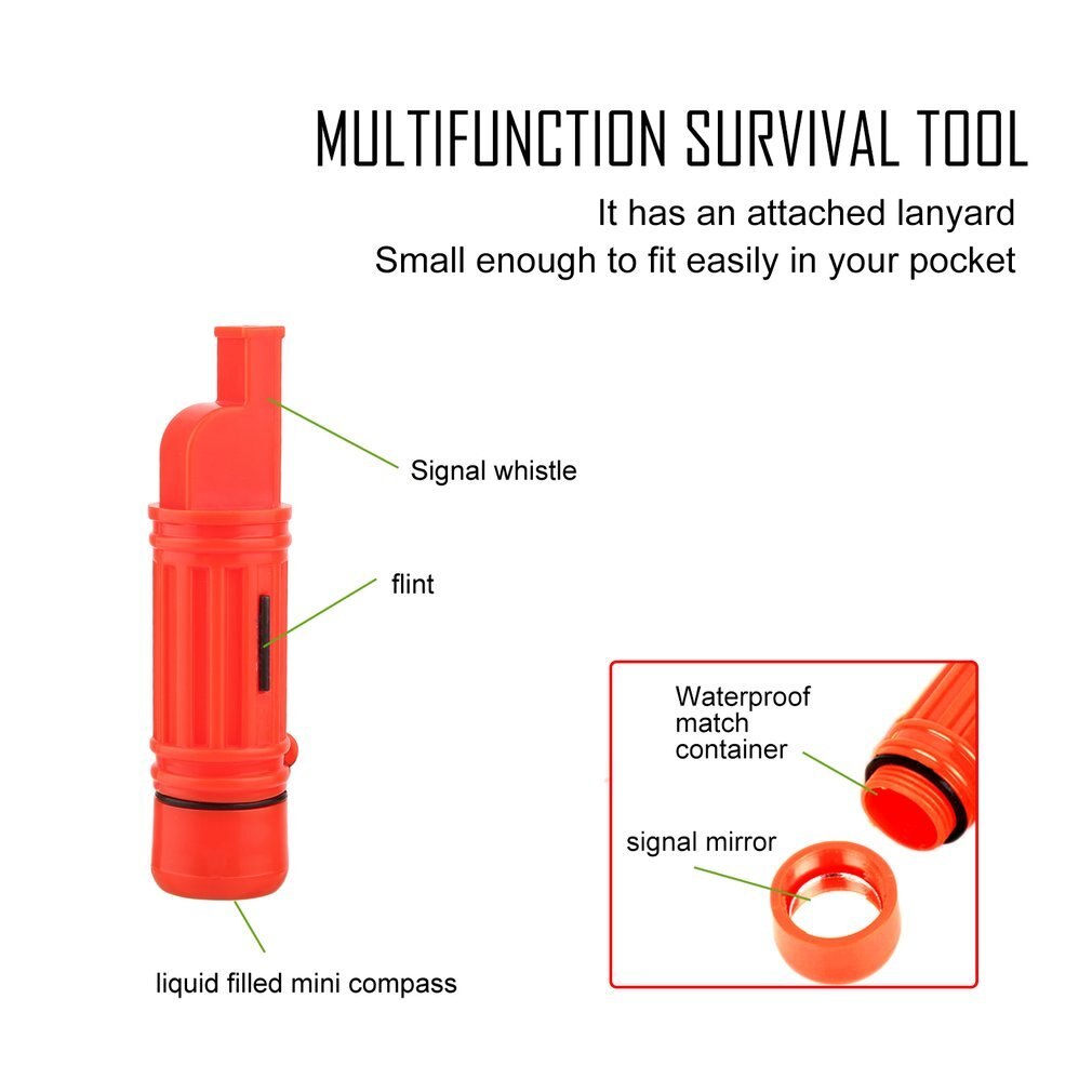 5 In 1 Multifunctionele Emergency Survival Kompas Whistle Camping Tool Brand Emergency Zone