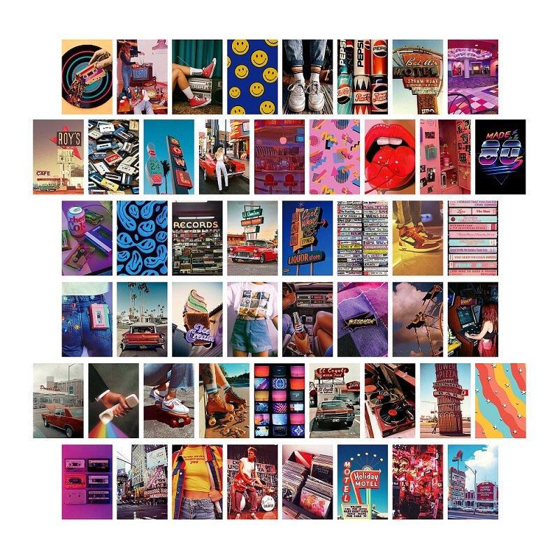 Juego de 50 hojas de postales decorativas para pared, pinturas decorativas, tarjetas de fotografía de estilo INS, fotos decorativas DIY: 7