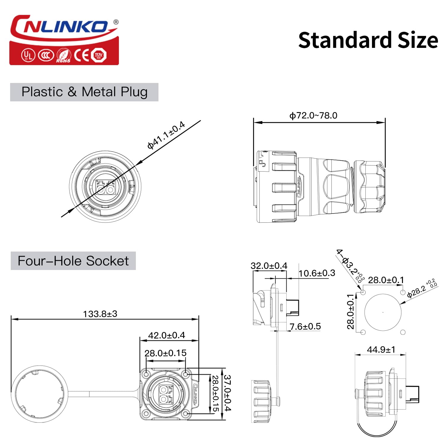 CNLINKO LC to LC Optical Fiber Connector IP68 Waterproof Single Mode Fiber Optic M24 Industrial Computer System Signal Connector
