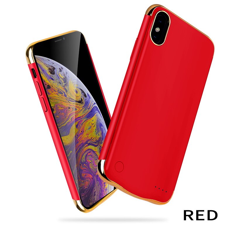 NTSPACE 5500mAh Ultra Thin Portable Power Bank Pack Battery Charger Case For iPhone X XS Battery Case External Backup Power Case: Red