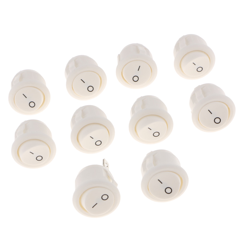 10x On/Off Round Circular Rocker Switch Car Dash Dashboard Boat White Switch