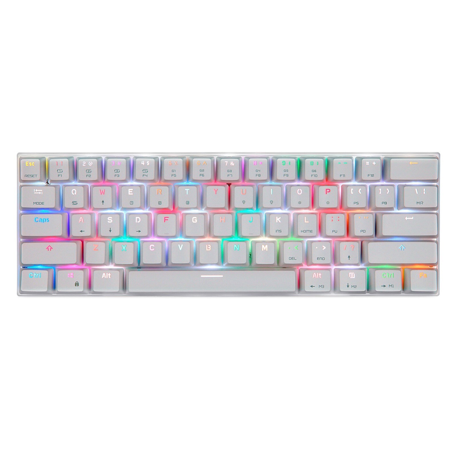 CK62 Bluetooth bezprzewodowy podwójny Mode61 klawisze podświetlenie LED RGB klawiatura mechaniczna klawiatury do gier na Tablet pulpit mechaniczny: WH