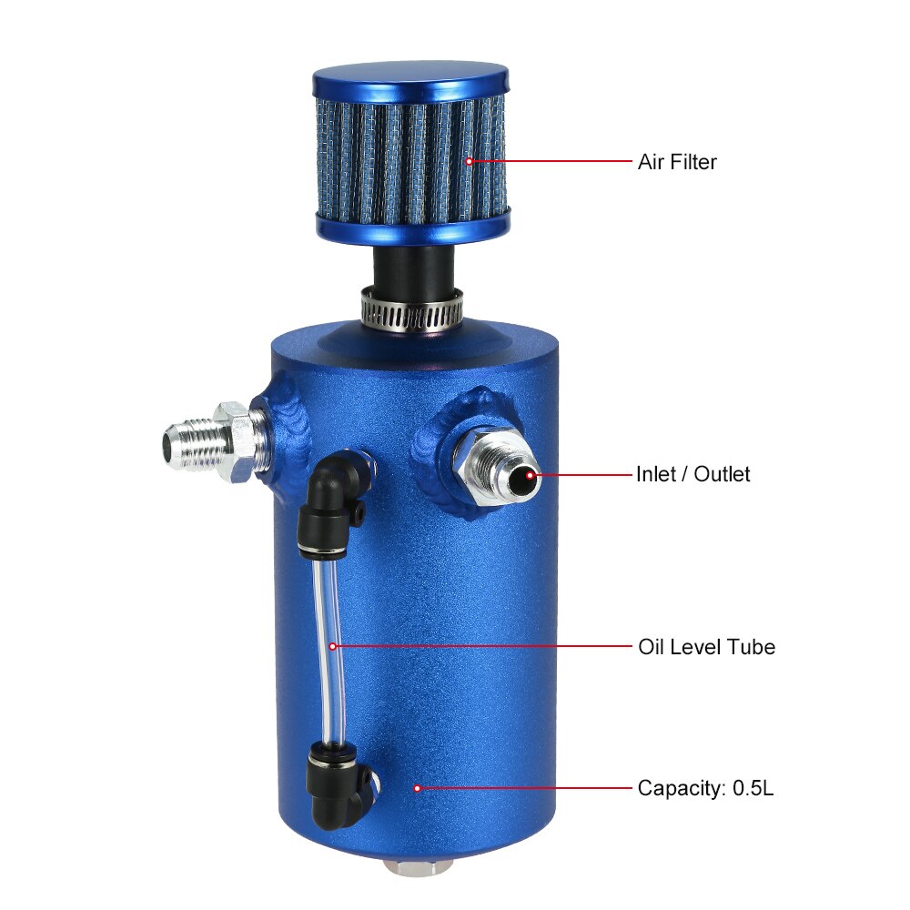 Universal Aluminum 0.5L Oil Breather Oil Catch Can Oil Reservoir Catch Can Tank with Breather Filter