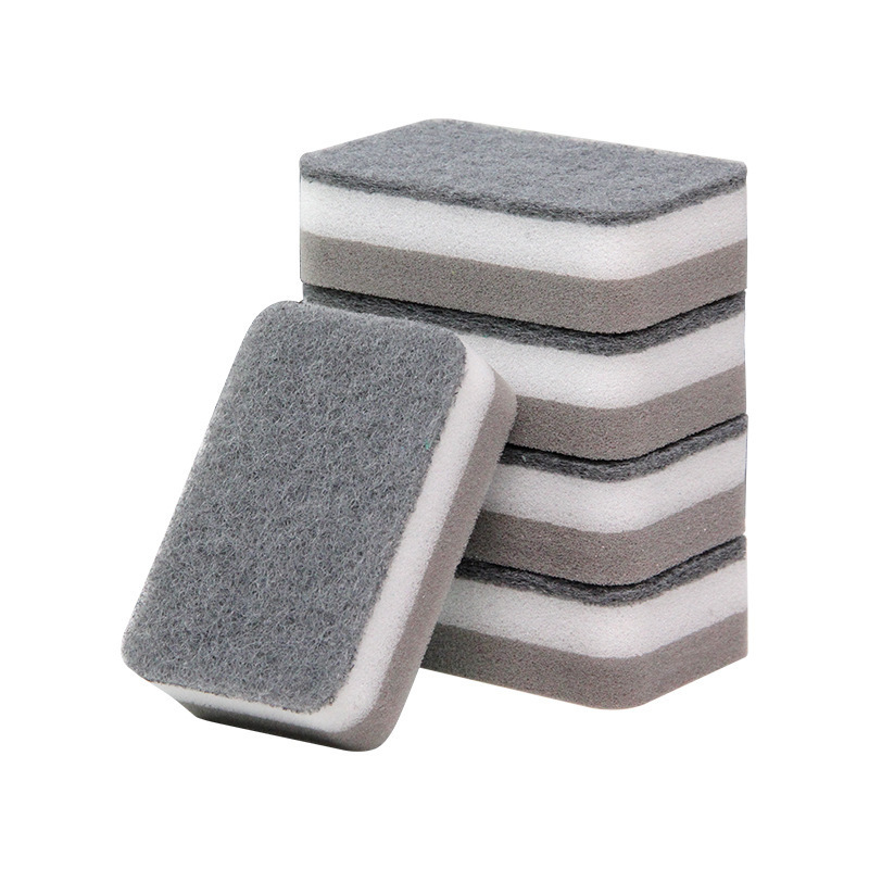 Esponja de limpeza dupla face, esfregão, limpeza de cozinha, esponja de lavagem de louça, toalhas de limpeza, acessórios domésticos, 5pcs: CINZA