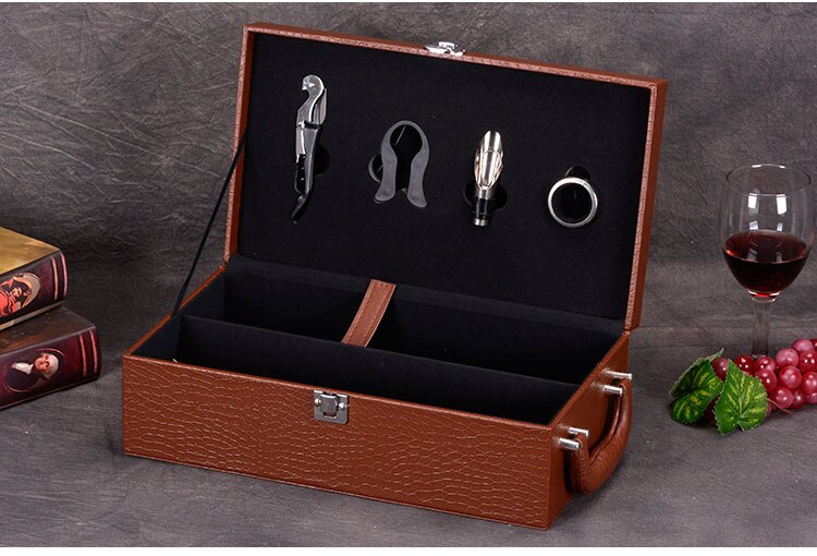 Hoogwaardige Rode Wijn Cadeau Verpakking Doos Enkele Fles Met Cocktail Set Wijn Set Beste Cadeau Pakket Kerst Decoratie