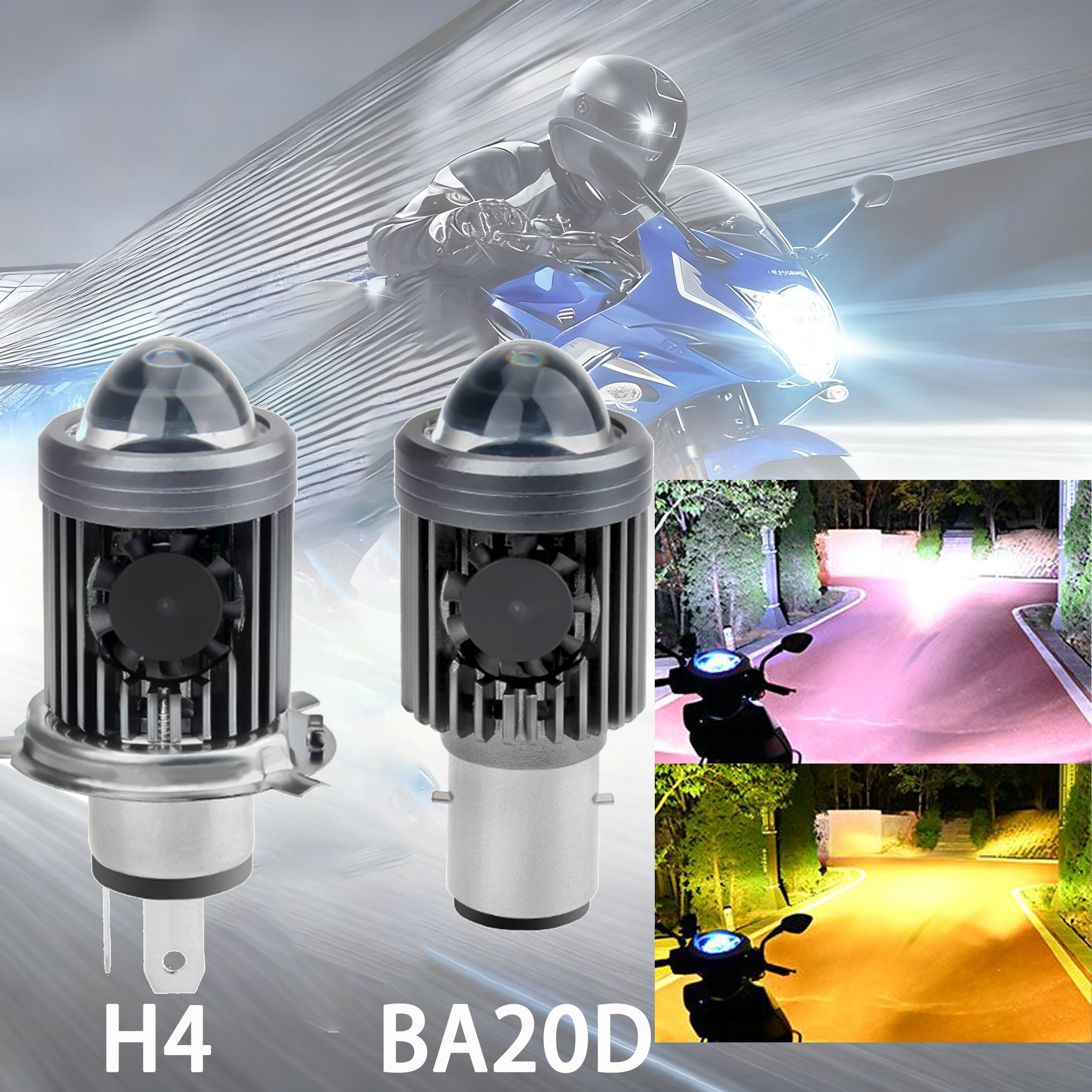 H4 LED Moto H6 BA20D 69000 LMLED Motorfiets Koplampen 8 Zijden COB Wit 6000 K Hi Lo Lamp Scooter accessoires Mistlampen 12 V: legergroen / H4