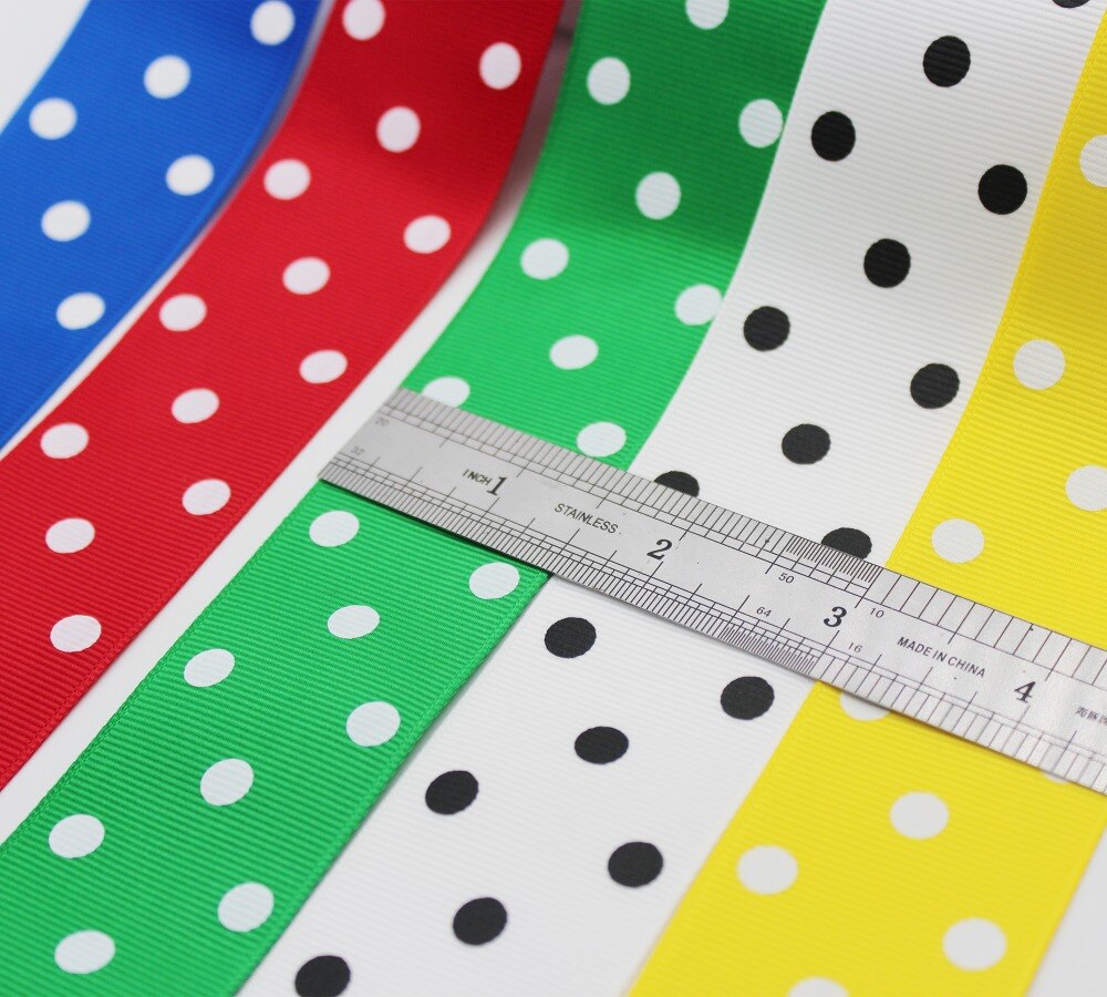 1.5 inch 38mm 4cm stippen grosgrain lint milieuvriendelijk polyester stof bedrukt met witte stippen voor hoofdband lint strik accessoire
