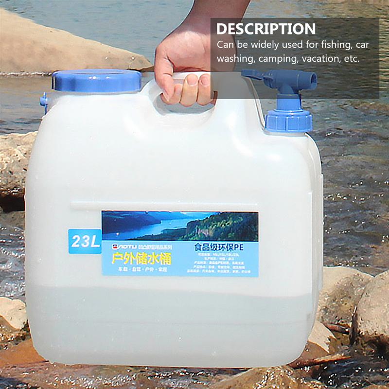 23L Car Driving Water Bucket PE Thickened camping water tank Portable Water Container with Faucet For Camping Hiking Picnic