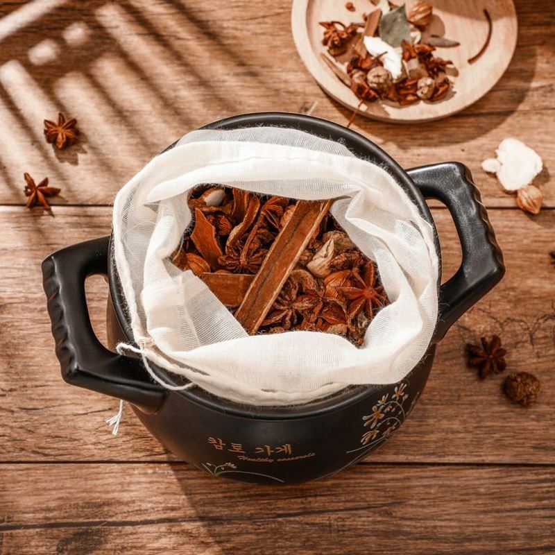 5 stuks 100% katoenen stoffen tas kruidenzeef mesh filter kruidenbal keuken kookgereedschap vergiet tas