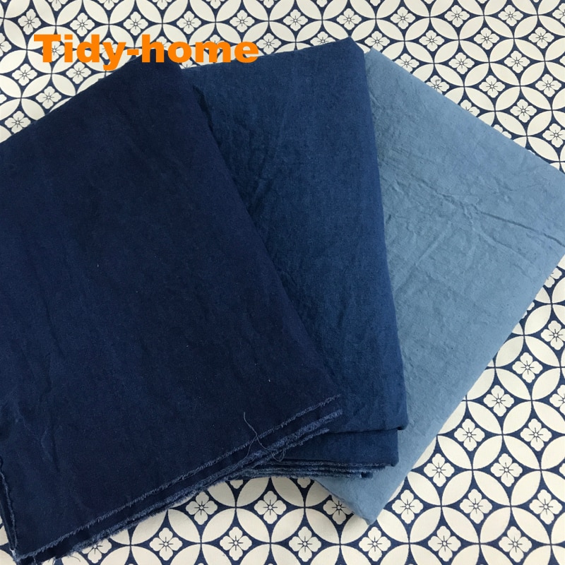 Tela de algodón 100% para manualidades, tinte azul, Natural, planta teñida, Indigo Sashiko, 150cm de ancho