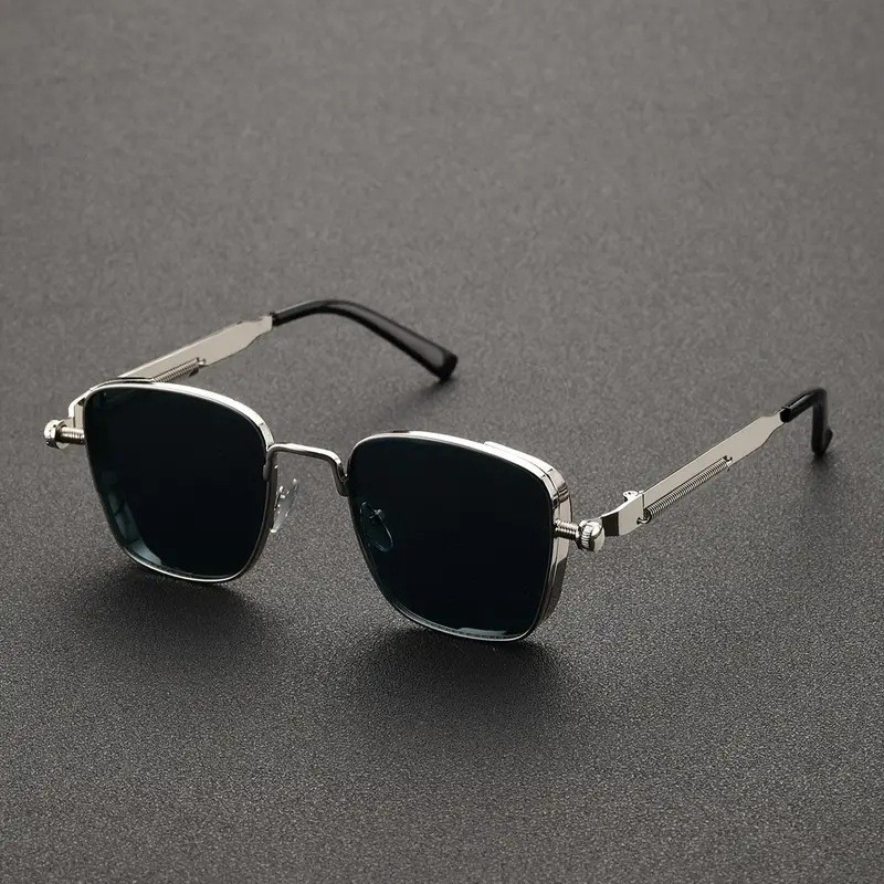 2025 Polarisierte Sonnenbrille für Herren, hochwertig, hübsch, zum Fahren, speziell, Anti-UV, hochwertige Metall-Punk-Modetrends-Sonnenbrille: Silber