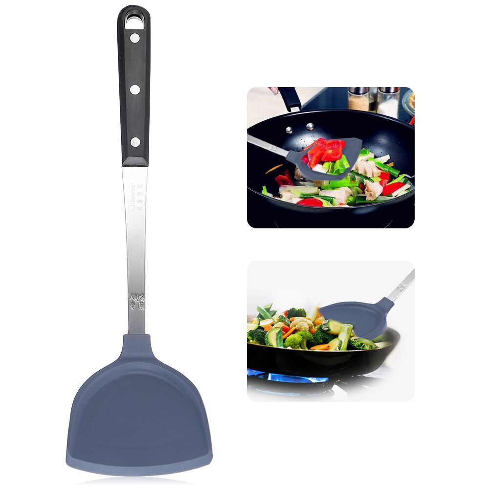 Siliver Stainless Steel Turners Giforhome Heat Resistant Silicone Nonstick Turners Cooking Utensils Kitchen Tools